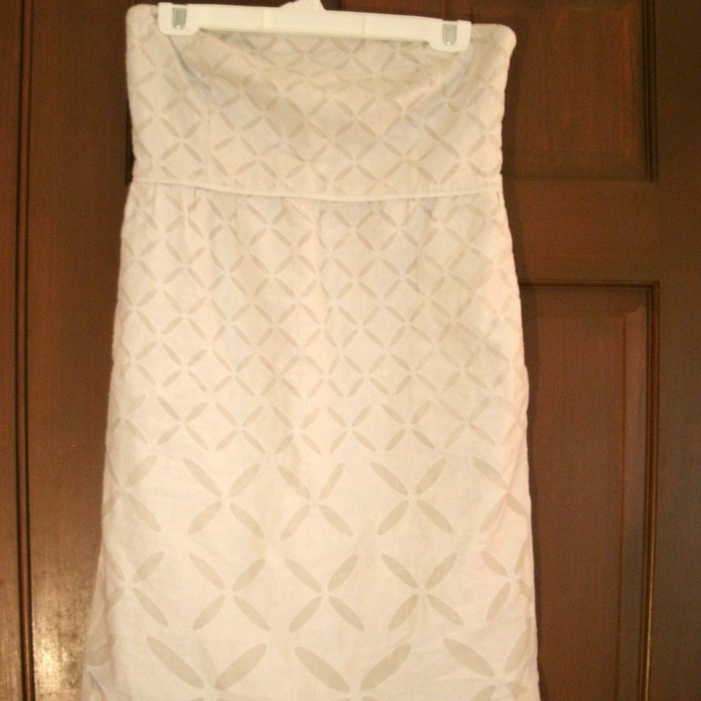 J. Crew Dress Strapless Eyelet Ginny Size 6 White Cotton